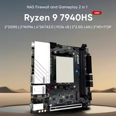 Hot sell AMD Ryzen 9 8945HS NAS Gamer Motherboard 7940HS 8745HS firewall ITX Mainboard 17x17 NVMe 4x