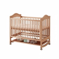 Paint-Paintless Solid Wood Baby Crib With Wheels Bedside Sleeper Crib Convertible Bedside Sleeper fo