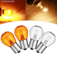 LOOKSHOW 2Pcs 1156 BA15S Glass Car Auto Stop Light Brake Bulb Indicator Lamp 21W DC12V White/Amber N
