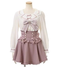 เสื้อเชิ้ตแขนยาวคอปกสีน้ำเงินสไตล์วินเทจสไตล์น่ารัก LIZ Lisa ผ้าลูกไม้ปมผีเสื้อ แฟชั่นฤดูใบไม้ร่วง 2