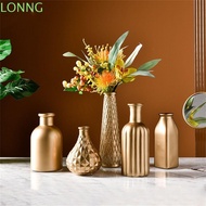 LONNGZHUAN Gold Glass Vase Creative Retro Glass Vase Modern Flower Bottle