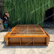 Dipan Tidur 2 Laci Samping Kayu Jati Minimalis Dipan Tanpa Headboard