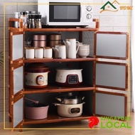 X2 SSL Kitchen Cabinet Storage Cabinet Cupboard Stainless Steel Household Economical Wooden Grain Simple JP