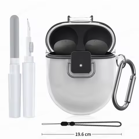 2025 Security Lock Case for Google Pixel Buds Pro 2 Case Cover with Lock Clip & Cleaner Kit Clear TP