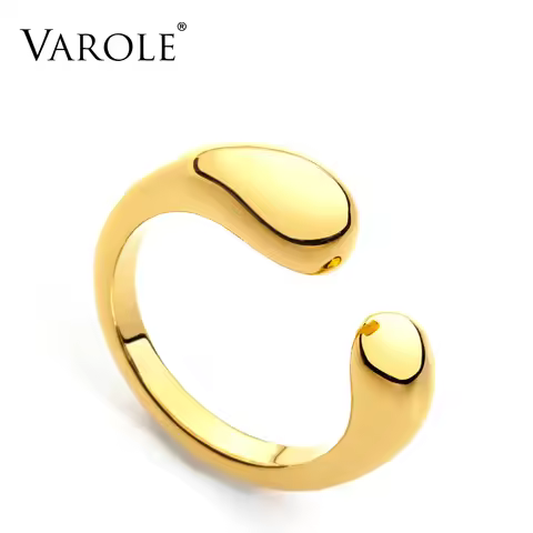 VAROLE Super Cute Opening Ring Gold Color Small Brass Engagement Ladies Rings for Women Party Gifts 