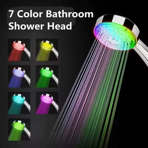 7 Colors Changing LED Shower Head Rainfall Shower Sprayer Water Saving Showerhead Bathroom Accessori