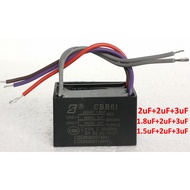Triple 450V-500VAC ceiling fan Capacitor with wire CBB61 fan motor 1.5uf+2uf+3uf or 1.8-2uf+2uf+3uf 
