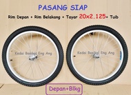 PASANG SIAP rim - rim 20" basikal , tayar 20x2.125 dan tuib . Terus pasang kat tayar basikal/kedaibasikalengang