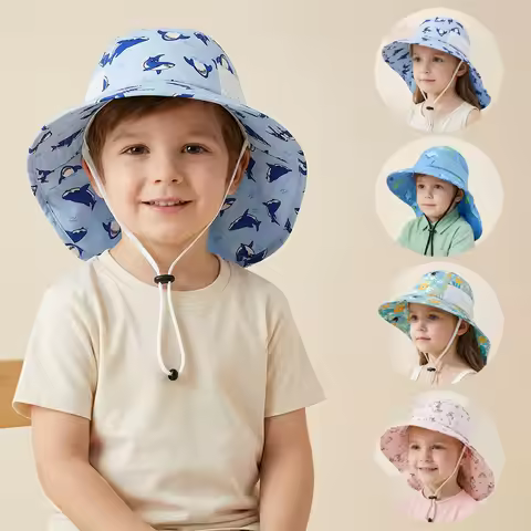 1-2Y 3-5Y 6-10Y Children's Sun Protection Hat 2026 Spring/Summer Lightweight Boys and Girls Printed 