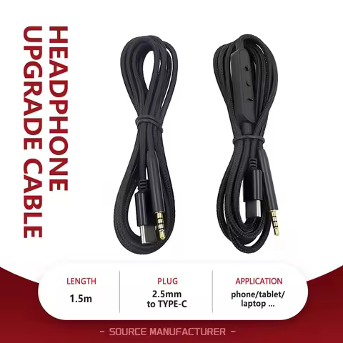 2 5mm to USB C Audio Cable Nylon Braided Headphone Upgrade Cable Inline Control Audio Line for BOSE 