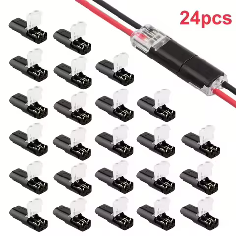 24/46Pcs Quick Splice Wire Connector 2 Pin 2 Way No Stripping Terminal AWG 18-22 for Lighting Car Ho