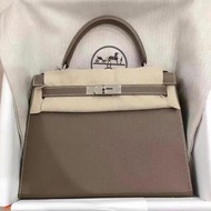 Hermes Kelly 28❤️🐘18 Etoupe 大象灰 Epsom 銀扣 外縫 歐洲現貨 全套正單