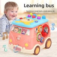 Musical Bus Toy for Baby Early Learning Drum Storytelling Machine Kid's Multi-Function Hammer Toy