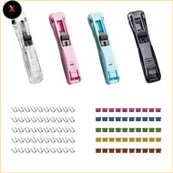 FM Transparent Pusher Seamless Stapler Learning Office Binding Stationery Exam Paper Finishing Clip 