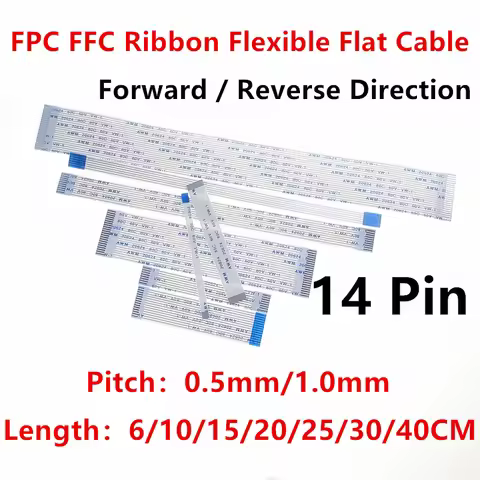 10PC FPC FFC Ribbon Flexible Flat Cable 14 Pin Pitch 0.5MM 1.0MM A-Type AWM 20624 80C 60V 6/10/15/20