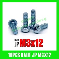 10PCS Screw M3x12 Round Cross Head D 3mm long 12mm 12 mm diameter M3