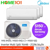 (PRE-ORDER) Midea Inverter Multi-Split AirCon MAE-3M25E - MSEID-09 x 2 + MSEID-12