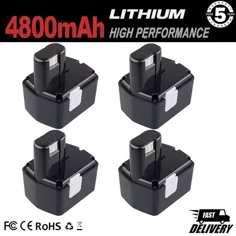 Vanon 1/2/4Pcs 4.8Ah Ni-MH EB14B Replace for Hitachi 14.4V Battery Pin EB1414S EB1412S EB1414L EB142