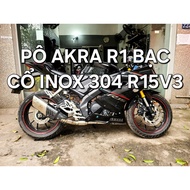 Akrapovic R1 Silver Exhaust and 304 Stainless Steel Stock Yamaha R15v3