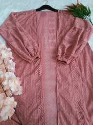 Cardigan Brokat Panjang Outer Wanita Model Kekinian Lengan Balon Murah Bahan Premium