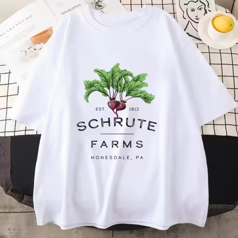 Dwight Schrute Vegetable Farm T-shirts 100% Cotton Casual Short Sleeve Top Summer Must-have Unisex T