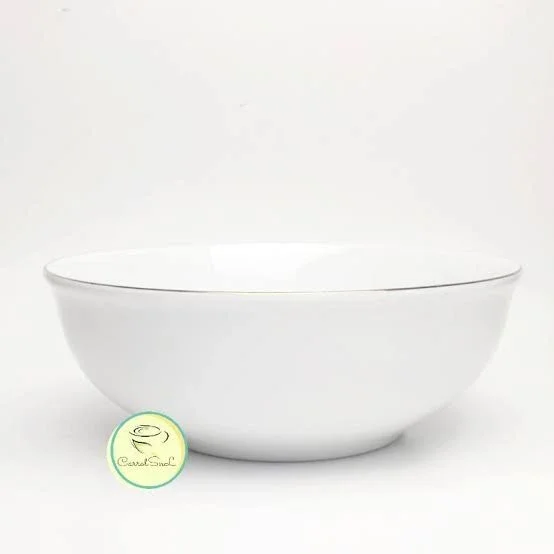 Mangkok Keramik Beling Porselen Putih Polos Jumbo Besar Lebar 17CM | Serving Plate Oriental Cafe Hot