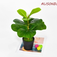 ALISONDZ Artificial Fiddle Leaves Fig Tree, Real Touch Plastic Fake Ficus Tree, Green Plant Large De