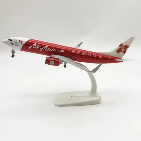 20cm B737 Airasia Metal Scale Aircraft Replica Miniature Airplane Kids Toys Die-cast Assembly Collec