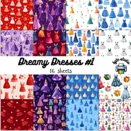 16 Sheets 8x8 Dreamy Dresses Print by byte studio | Premium Paper Craft Junk Journal Stationery