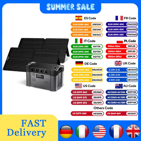 ALLPOWERS S2000 PRO Solar Generator 2400W Power Station & SP027 100W / SP033 200W Folable Solar Pane