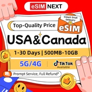USA eSIM Canada 5G High speed 1-30 Days 500MB-10GB Unlimited Data | T-Mobile/Verizon Canada eSIM Car