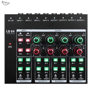 -LQ04 4-Channel Mixer 4-Channel Headphone Amplifier Sound Card Mixer Recording Interface with Dj Mix