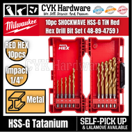 MILWAUKEE 48-89-4759 10pcs HSS-G Shockwave Tin Rex Drill Bit Set