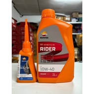 [Super Value Double Pack] Repsol RIDER 4T 10W-40 1 Liter Engine Oil + QUALIFIER TRANSMISSION 80W-90 