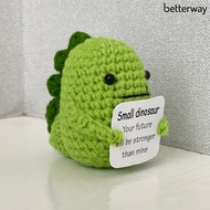 Betterway Positive Crocheted Dinosaur with Encouraging Card Emotional Support Handmade Knitting Dino Doll Toy Decoration Kids Adults Christmas Gift