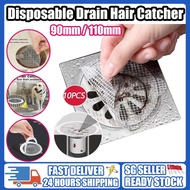🇸🇬 SELLER - 10Pcs Disposable Drain Cover Floor Drain Filters Floor Drain Sticker Hair Filter Residue Drain Cover Bathroom Hair Catcher