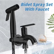 Bidet Spray Set Hand Bidet Two Way Tap Bathroom Faucet Toilet Hose Paip Pipe Set