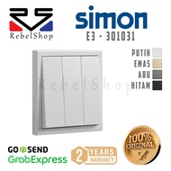 Simon E3 Triple 3 Gang 1 Way Light Switch - 301031