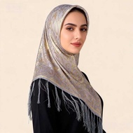 B477-3 Ethnic Style Jacquard Flow Beard Square Scarf Scarf Gold Silver Silk Pullover Accessories Gau