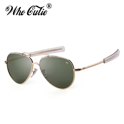 WHO CUTIE American Optical Sunglasses Men Brand Designer High Quality Gold Frame Sunnies AO Pilot Su