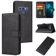Solid Color Flip Cover Case For Samsung Galaxy Note9 Note8 Note7 Note FE Phone Holder Case With Buckle Slot Leather Case
