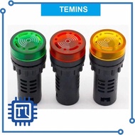 MERAH Pilot Lamp Buzzer LED 22mm 220V Pilot Lamp With Sound Buzzer - Red