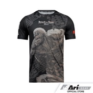 ARI X AOT UNISEX ARMORED TITAN RUNNING TEE - BLACK/GREY/RED เสื้อวิ่ง อาริ ลายไททัน สีดำ