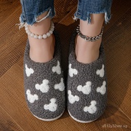 Autumn and winter bear-head home cotton slippers for men and women, outdoor furry slippers, custom-m