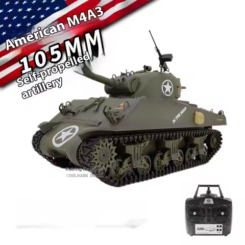 Kubing Ke Henglong American M4A3 Sherman Electric Remote Controlled Tank Model Smoke Expanding Canno
