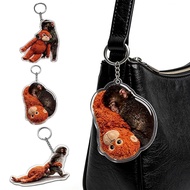 2d Acrylic Flat Surface Protect Punch The Monkey Keychain Cute Cartoon Animal Figure Pendant G2j0