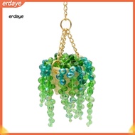 EYD- Handmade Beaded Terracotta Suncatcher Faux Hanging Plant Decor Artificial Green Plant Car Charm