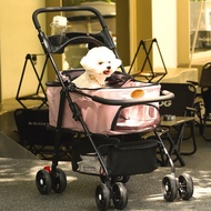 Pet Stroller Cat Dog Outing Trolley Portable Foldable Walking Cat Dog Trolley Scooter Wheelchair