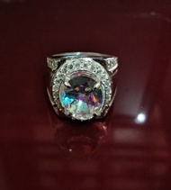 cincin perak batu rainbow aquamarine hq - 8
