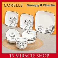 CORELLE KOREA Snoopy&amp;Charlie Korean Square Tableware 9p Set for 2 People / Square Plate / Dinnerware / Rice bowl,Soup Bowl